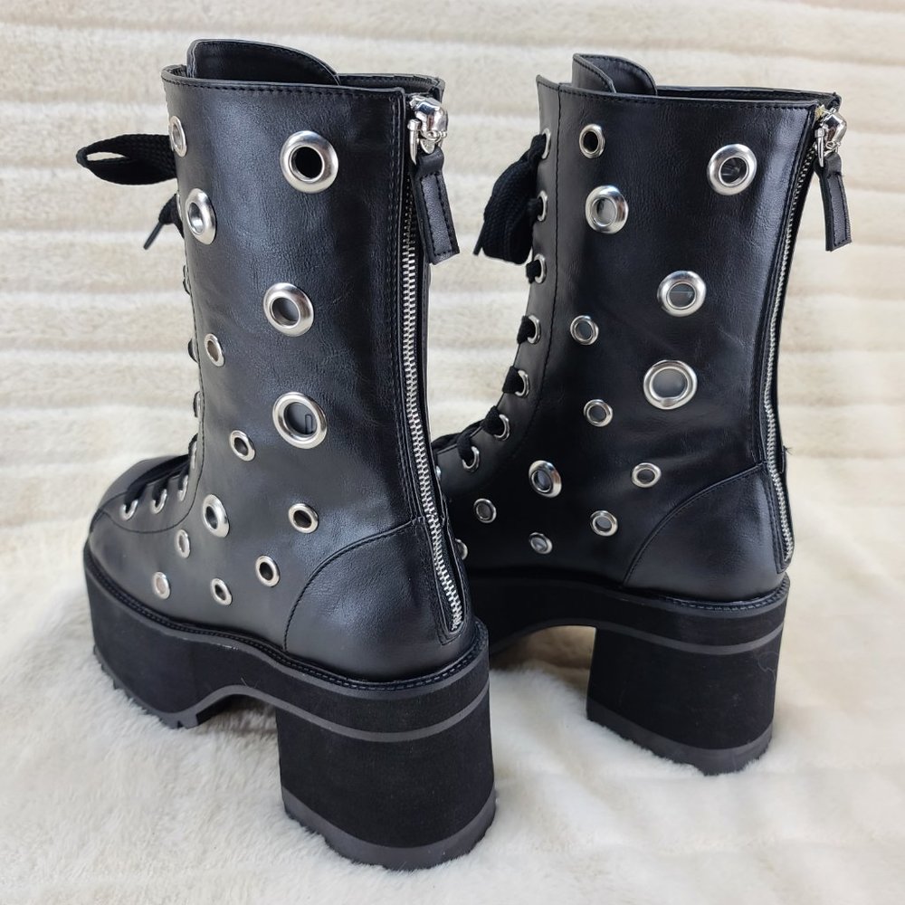 Demonia Ranger Platform Lace-Up Front Ankle Boot - Picture 3 of 10
